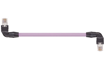 Harnessed CAT5e Cables, PVC, Connector A: Hirose RJ45 L-angle curve lower, connector B: Hirose RJ45 L-angle curve above